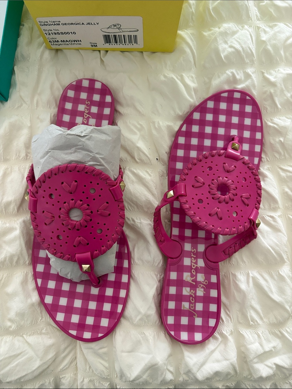 Jack Rogers Gingham Georgica Jelly Sandals NWT